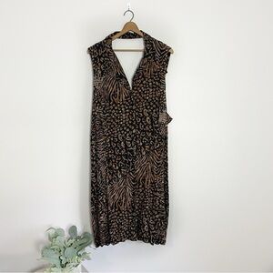 [Fashion Bug] Plus Women's 90s Style Animal Print Sleeveless Open Back Dress